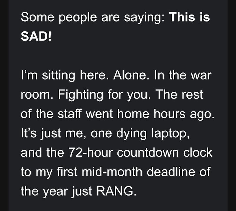 Donald Trump begging email.