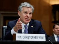 FBI Director Christopher Wray testifies before a Senate Homeland Security and Governmental Affairs hearing