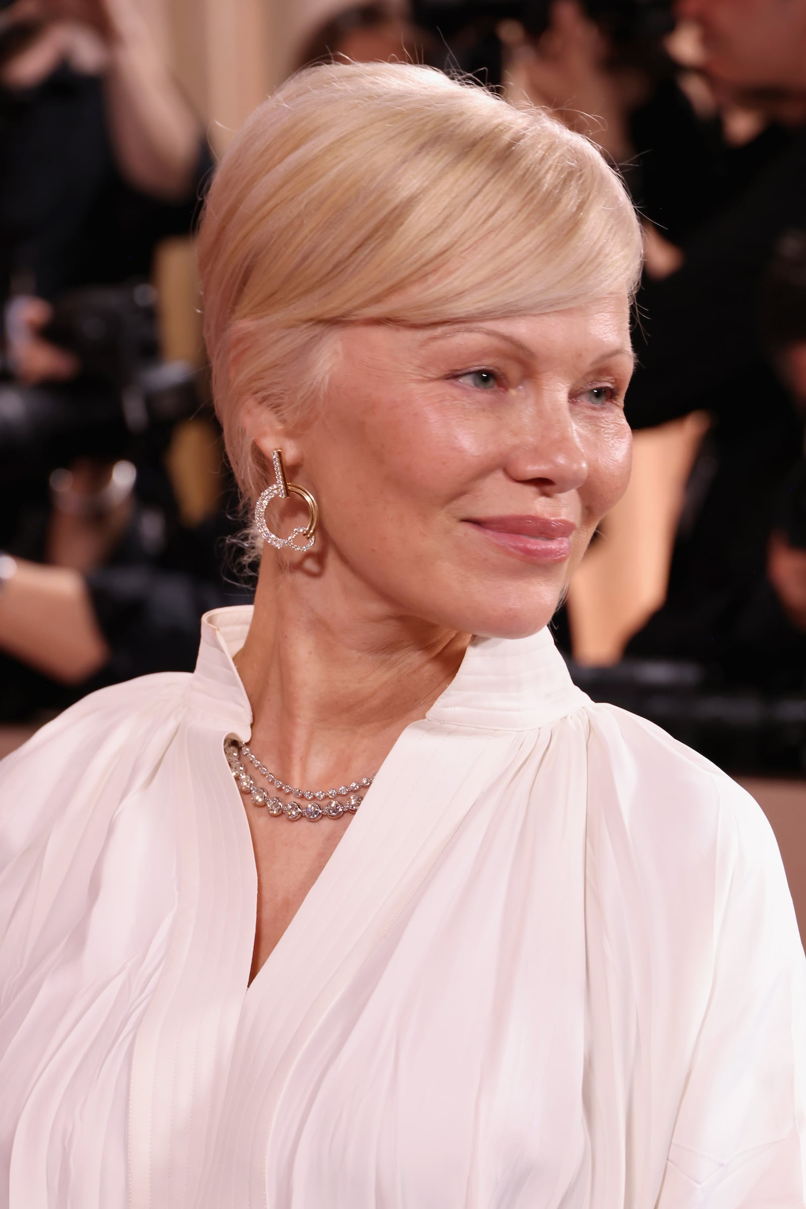 Pamela Anderson attends the 83rd Annual Golden Globe Awards at The Beverly Hilton on January 11, 2026, in Beverly Hills, California.