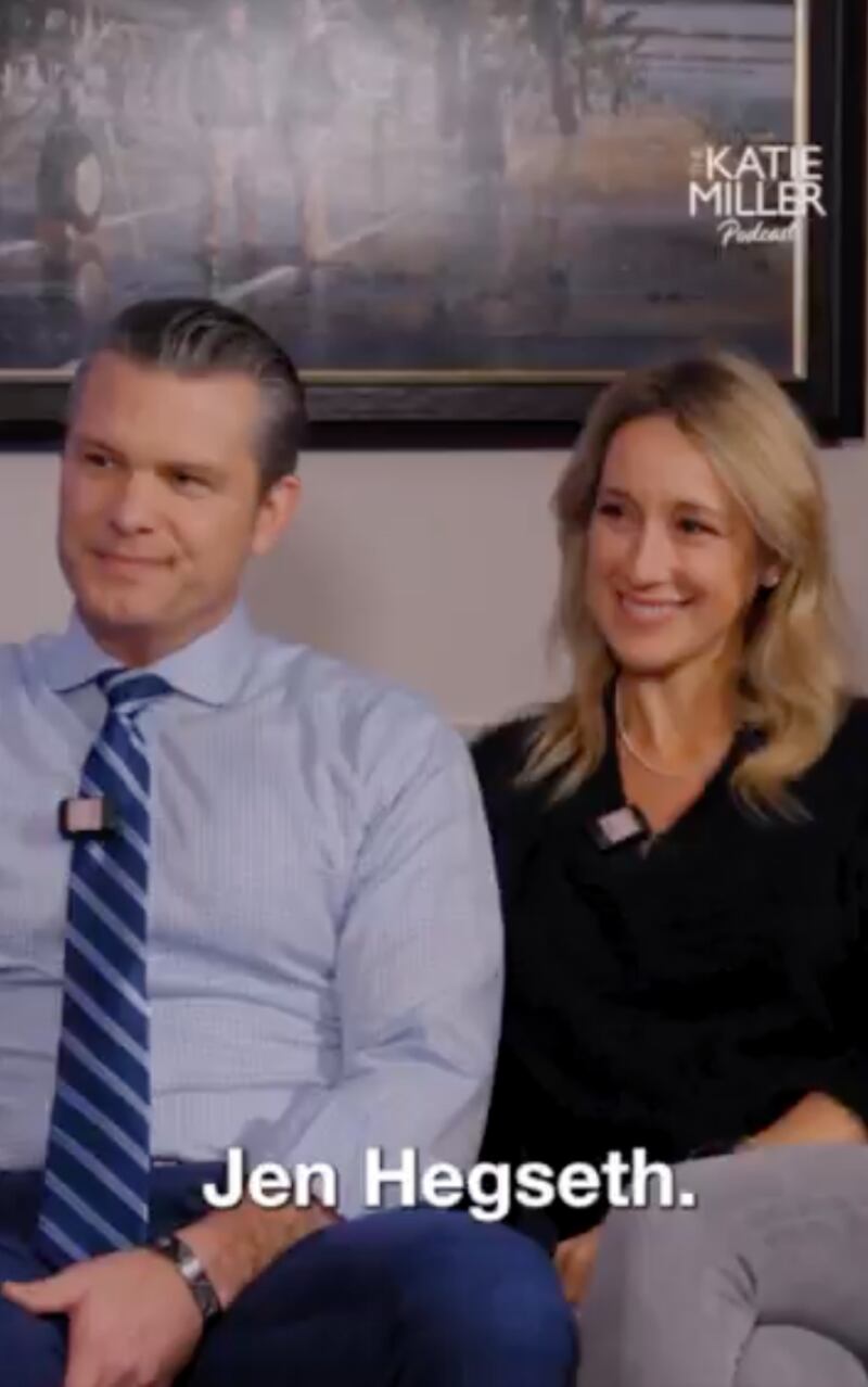 Pete and Jen Hegseth appear on The Katie Miller Podcast.