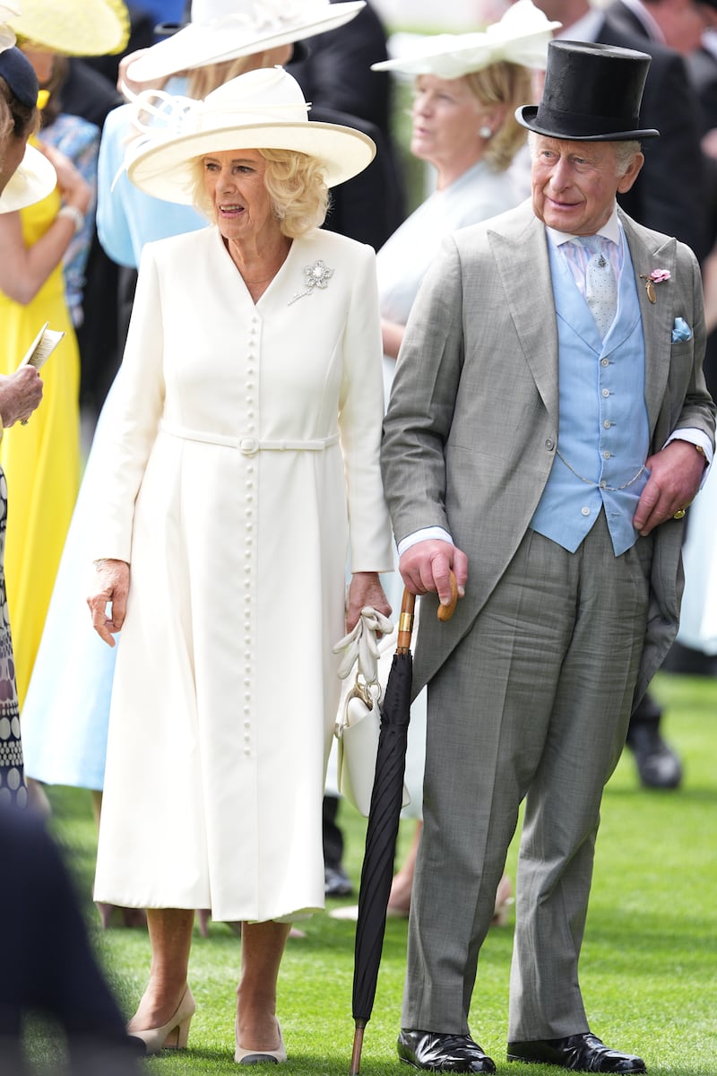 King Charles III and Queen Camilla also attended the second day of Royal Ascot on Wednesday, adhering to the "morning dress" dress code of the Royal Enclosure at Ascot Racecourse, in Berkshire, England.