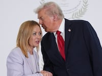 SHARM EL SHEIKH, EGYPT - OCTOBER 13: U.S. President Donald Trump (R) greets Italy's Prime Minister Giorgia Meloni during a summit of European and Middle Eastern leaders on October 13, 2025 in Sharm El Sheikh, Egypt. President Trump is in Egypt to meet with European and Middle Eastern leaders in what’s being billed as an international peace summit, following the start of a US-brokered ceasefire deal to end the war in the Gaza Strip. (Photo by Evan Vucci - Pool/Getty Images)
