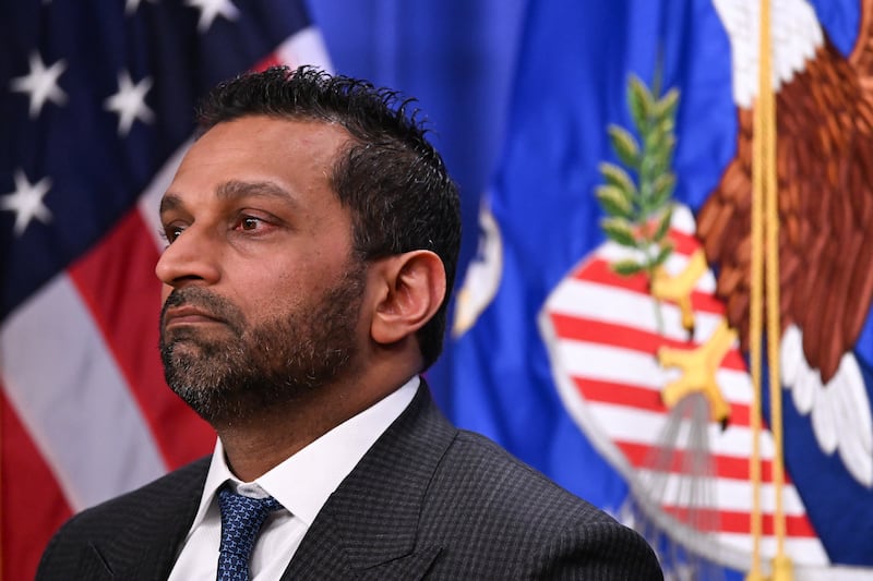 FBI Director Kash Patel looks on during a news conference at the Department of Justice headquarters in Washington, DC, on February 6, 2026.