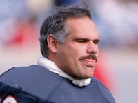 CHICAGO, IL - CIRCA 1988: Matt Suhey #26 of the Chicago Bears runs onto the field prior to the start of an NFL football game circa 1988 at Soldier Field in Chicago, Illinois. Suhey played for the Bears from 1980-89. (Photo by Focus on Sport/Getty Images)