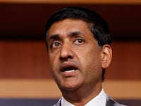Rep. Ro Khanna (D-CA) speaks during a news conference to discuss legislation that would temporarily halt U.S. arms sales to Saudi Arabia at the U.S. Capitol on October 12, 2022 in Washington, DC.