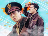 A photo illustration of Anthony Boyle and Nate Mann in Masters of the Air.