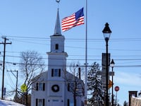 Image: The Newtown Meeting House in Newtown, CT