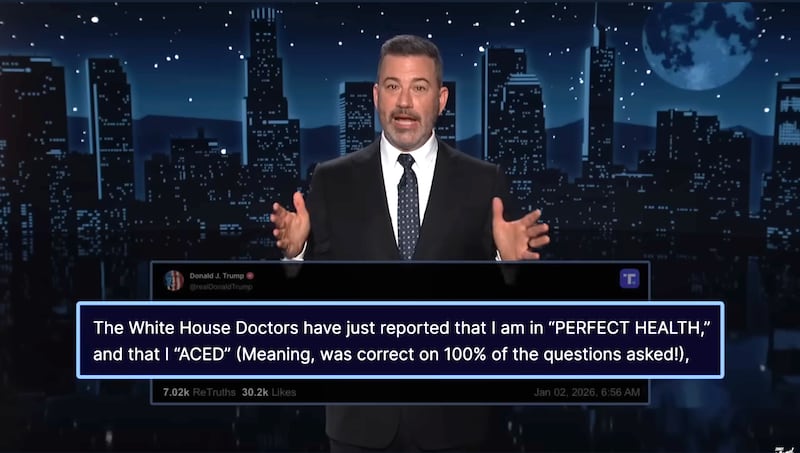 Jimmy Kimmel Live! Kimmel reading Truth Social post from Trump.