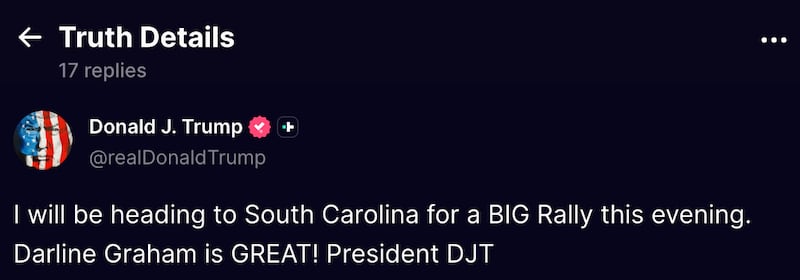 Trump Truth Social post