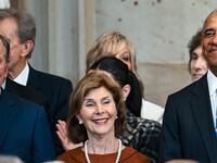 WASHINGTON, DC - JANUARY 20: Former President George W. Bush, Former First Lady Laura Bush and Former President Barack Obama arrive for the inauguration of U.S. President-elect Donald Trump in the U.S. Capitol Rotunda on January 20, 2025 in Washington, DC. Donald Trump takes office for his second term as the 47th President of the United States. (Photo by Kenny Holston-Pool/Getty Images)