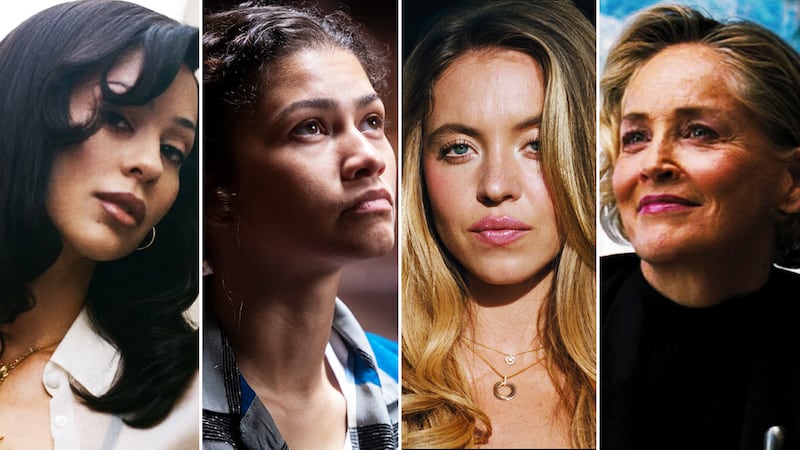 Alexa Demie, Zendaya, Sydney Sweeney, and Sharon Stone on the third season of the HBO drama "Euphoria."