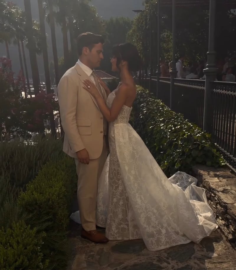 Dolores Catania’s son, Frank Catania Jr., married Nicole Perricho on August 1.