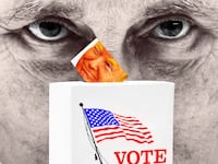Vladimir Putin, Donald Trump, Voting box