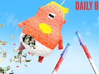A piñata of Donald Trump.