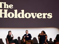 (L-R) Kevin Macdonald, Alexander Payne, Da'Vine Joy Randolph and Paul Giamatti attend a special screening of "The Holdovers" at The Curzon Mayfair on January 16, 2024 in London, England.