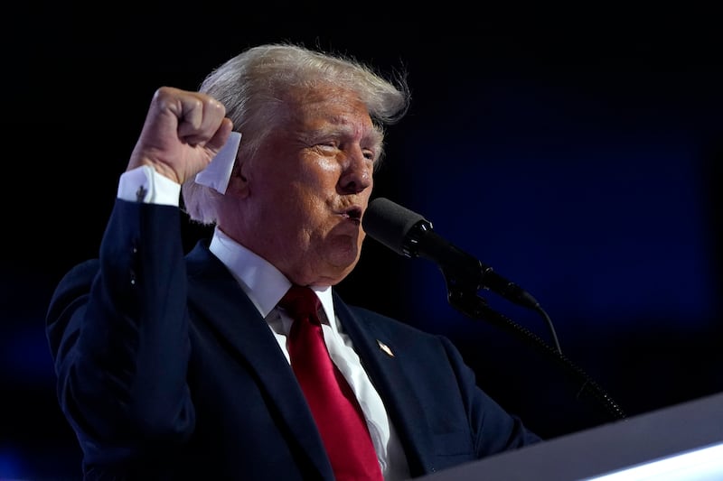 Donald Trump gives his acceptance speech on Day 4 of the Republican National Convention.