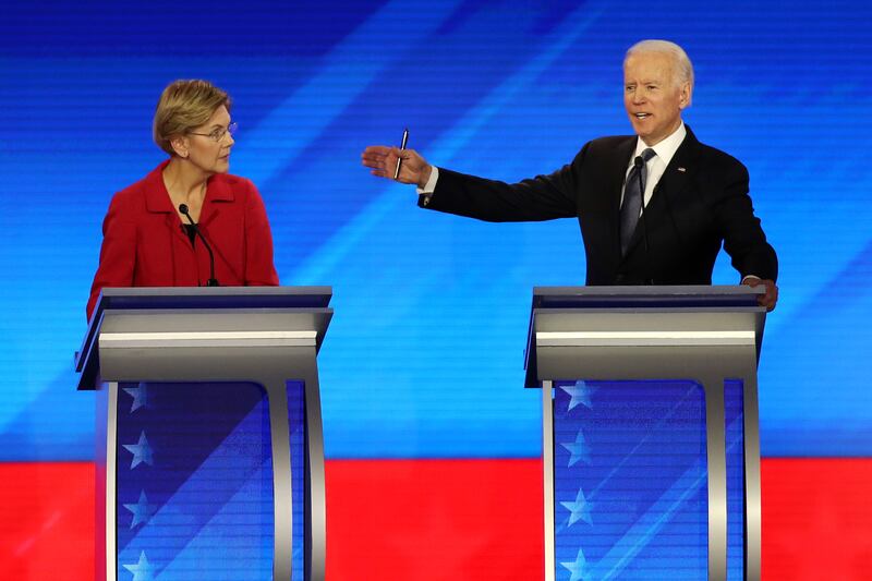 Sen. Elizabeth Warren and Joe Biden.