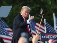 Former U.S. President and Republican presidential candidate Donald Trump holds a campaign rally at Crotona Park in the Bronx borough of New York City, U.S., May 23, 2024.