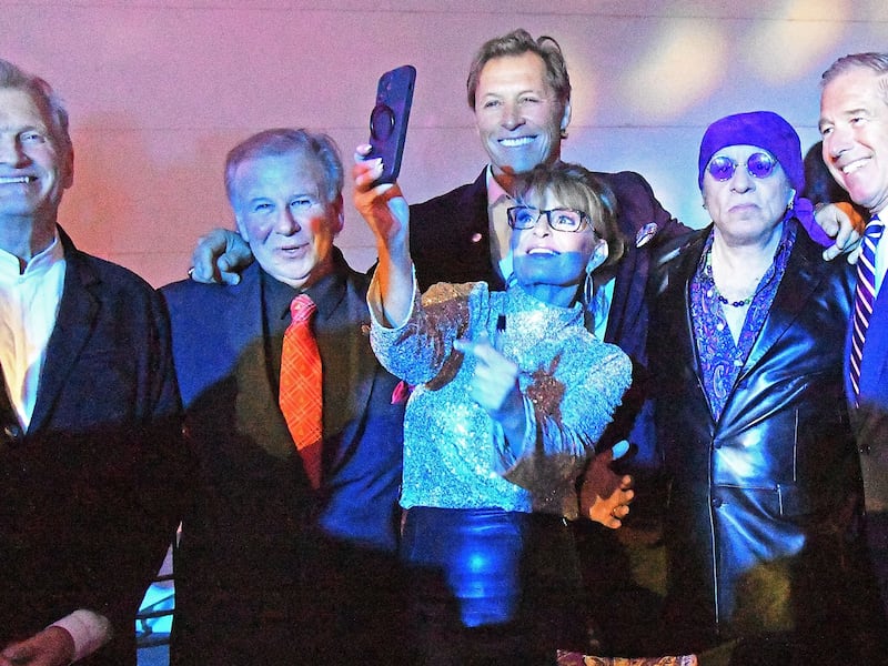Sarah Palin and Ron Duguay attend the 2023 Policeman's Ball 2023 in New York City.