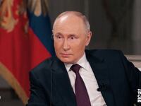 Russian President Vladimir Putin sits for an interview with Tucker Carlson.