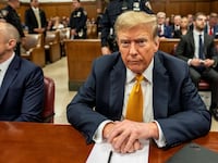 Former U.S. President Donald Trump sits for his trial at the Manhattan Criminal Court in New York City, U.S., May 21, 2024.