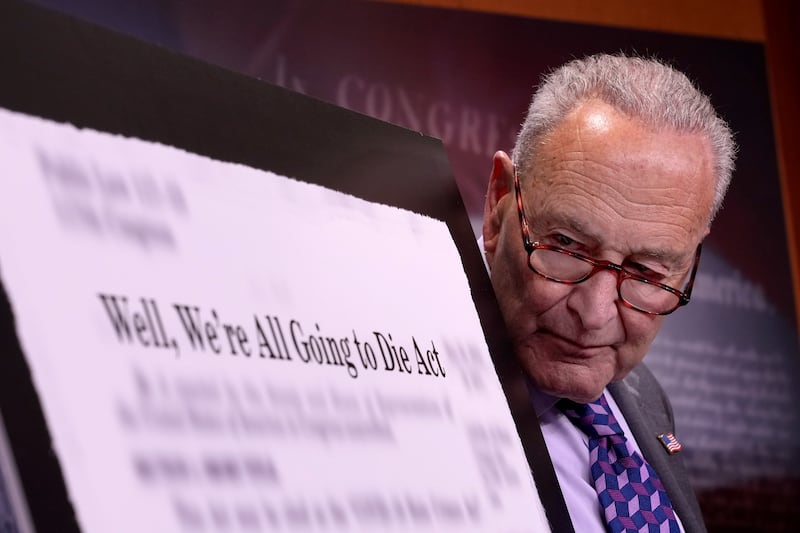 U.S. Senate Minority Leader Charles Schumer speaks out about healthcare cuts on June 4, 2025.