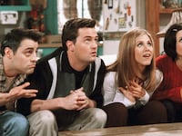 Matt Le Blanc as Joey Tribbiani, Matthew Perry as Chandler Bing, Jennifer Aniston as Rachel Green, Courteney Cox as Monica Geller in Friends