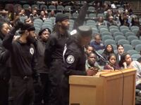 Members of the Black Panthers attend the Powhatan County Public School Board on March 18