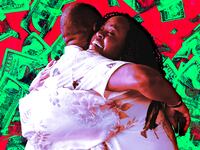 A photo illustration of Nicholas Duvernay and Natasha Rothwell in The White Lotus.