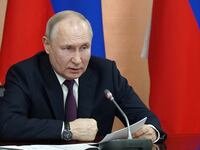 Russian President Vladimir Putin chairs a meeting of the Presidential Council for Interethnic Relations in Pyatigorsk, Russia, May 19, 2023.