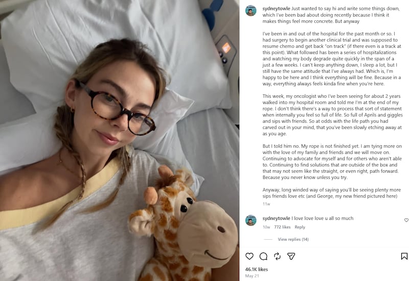 The influencer shared a candid post about the ups and downs of her cancer battle.