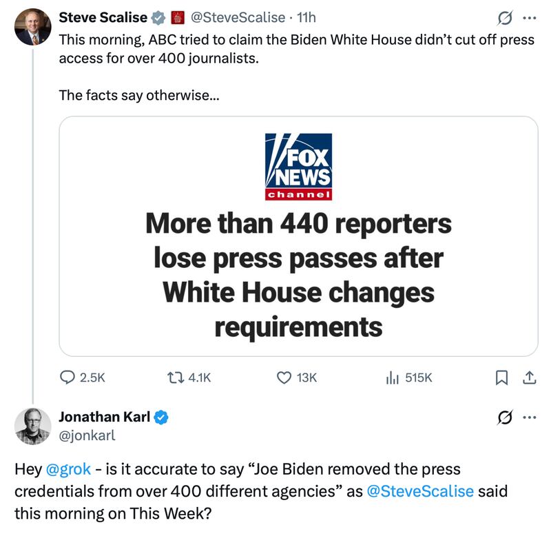Steve Scalise gets fact-checked by Grok on X.