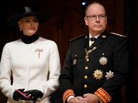 Prince Albert II of Monaco and Princess Charlene attend a mass ceremony at the Monaco cathedral as part of ceremonies marking National Day, in Monaco, Nov. 19, 2022.