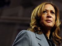 Kamala Harris looks on during a campaign event in Madison, Wisconsin, U.S., September 20, 2024.