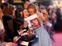 Taylor Swift attends the "Taylor Swift: The Eras Tour" Concert Movie World Premiere at AMC The Grove 14 in Los Angeles, California.