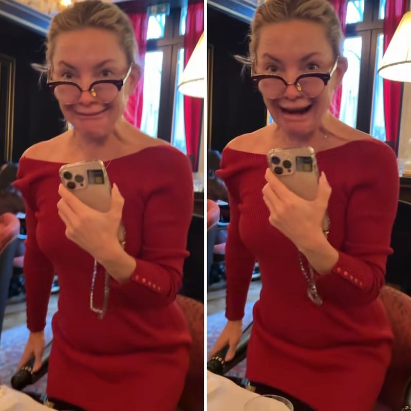 Kate Hudson reacting to her BAFTA nomination.
