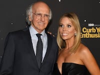 Larry David and Cheryl Hines attend the Premiere Of HBO's "Curb Your Enthusiasm."