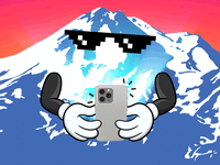 Animated GIF of a mountain typing on a phone.