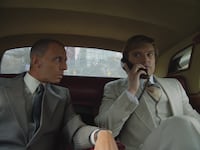 Jeremy Strong as Roy Cohn and Sebastian Stan as Donald Trump in The Apprentice.