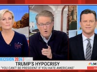MSNBC’s Joe Scarborough calls out Donald Trump’s “laughable” hypocrisy over Joe Biden's “garbage” comment.