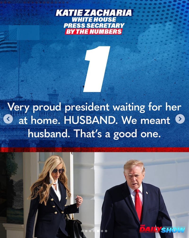 Katie Zacharia confused her husband with the president in her first and only press conference.