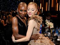 SANTA MONICA, CALIFORNIA - FEBRUARY 07: (L-R) Cynthia Erivo and Ariana Grande attend the 30th Annual Critics Choice Awards at Barker Hangar on February 07, 2025 in Santa Monica, California. (Photo by Michael Kovac/Getty Images for Critics Choice Association)