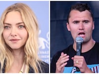 Left: Actress Amanda Seyfried, Right: conservative pundit Charlie Kirk