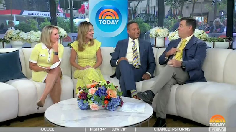 Daly quickly swapped out his tie for a matching yellow one.