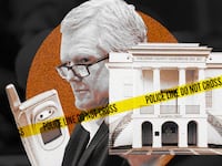 A photo illustration showing Alex Murdaugh, the Colleton County Courthouse and a burner phone behind a police line.