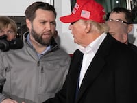 Donald Trump arrived at his hush-money trial Monday with several MAGA lawmakers joining him, including J.D. Vance.