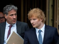 Singer Ed Sheeran exits the Manhattan federal court for his copyright trial.