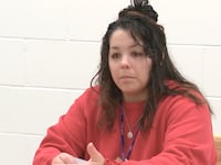 A photo of Kayla Montgomery at her parole hearing
