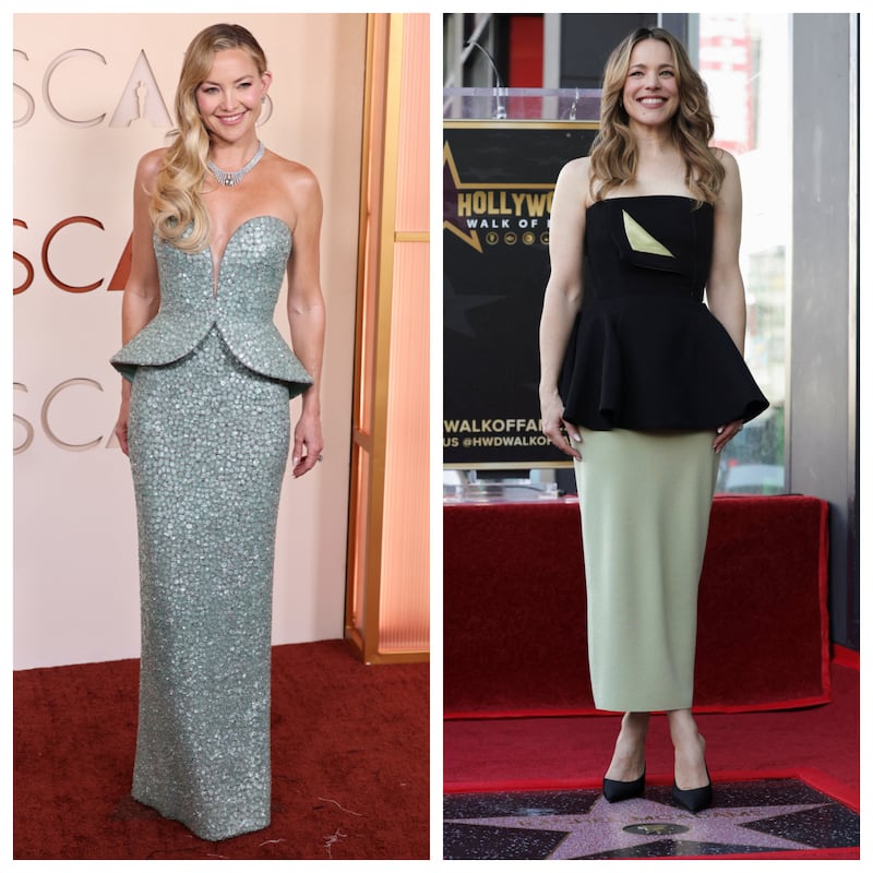Kate Hudson at the 98th Oscars and Rachel McAdams at the Hollywood Walk of Fame, both pictured in January 2026.