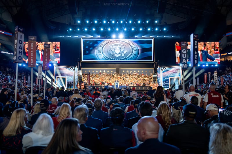 U.S. President Donald Trump speaks onstage on the second day of the 2026 Republican National Convention at the American Airlines Center on September 10, 2026 in Dallas, Texas.